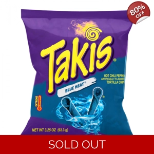 Takis Blue Heat  Hot Chili Pepper Rolled Tortilla Corn Chips 92.3g Bag
